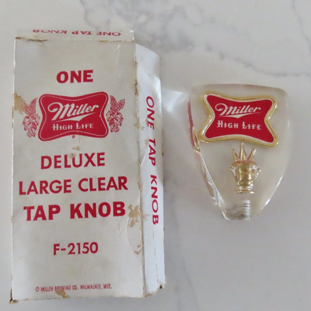 Miller Beer Tap Knob Handle MILLER HIGH LIFE Lucite Acrylic 1960s